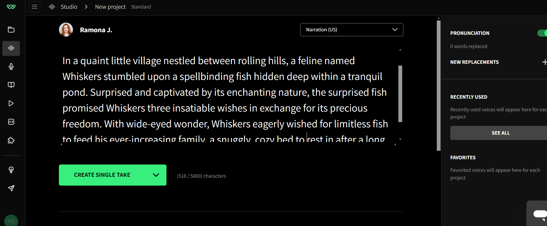 WellSaid Labs interface