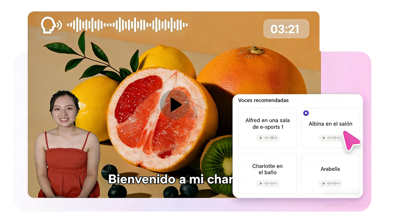 Sube el contenido y elige un doblaje de IA específico según tus propias necesidades.