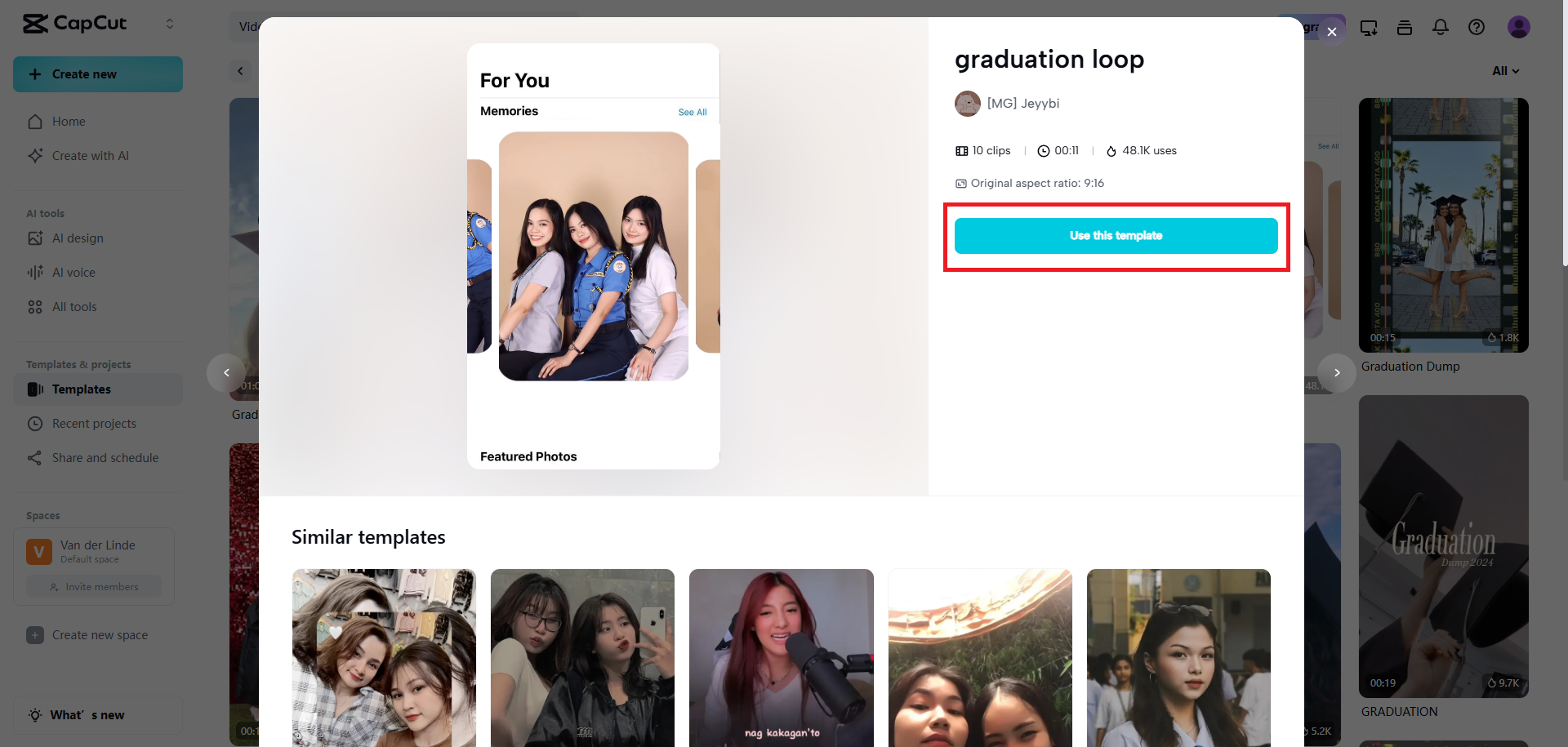 Select and use your template