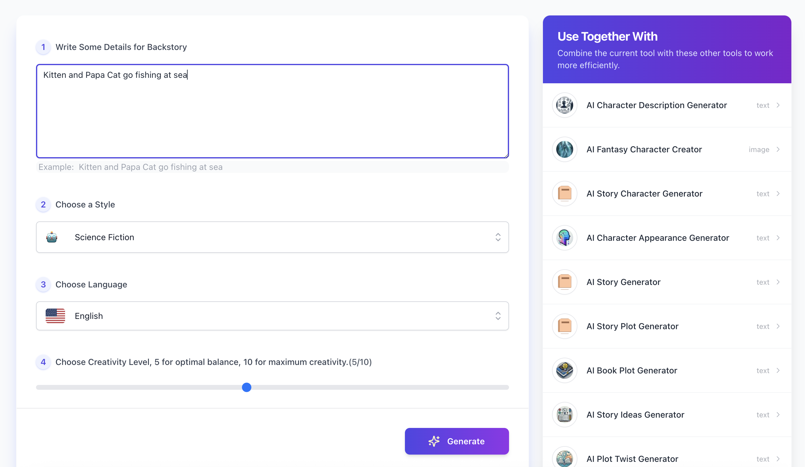 AiFreeBox character background generator for writers