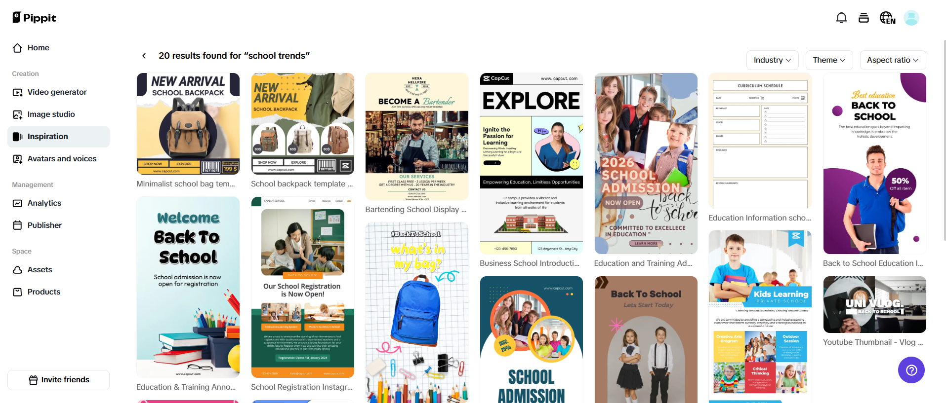 Multiple school trends templates