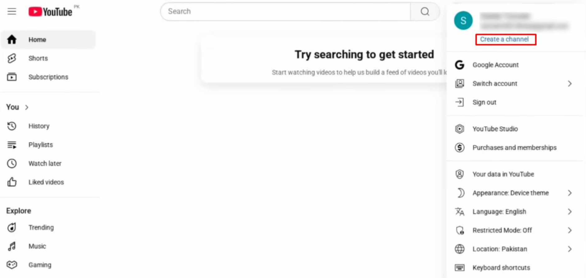 YouTubeチャンネルの作成