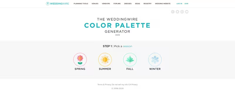 WeddingWire color palette generator