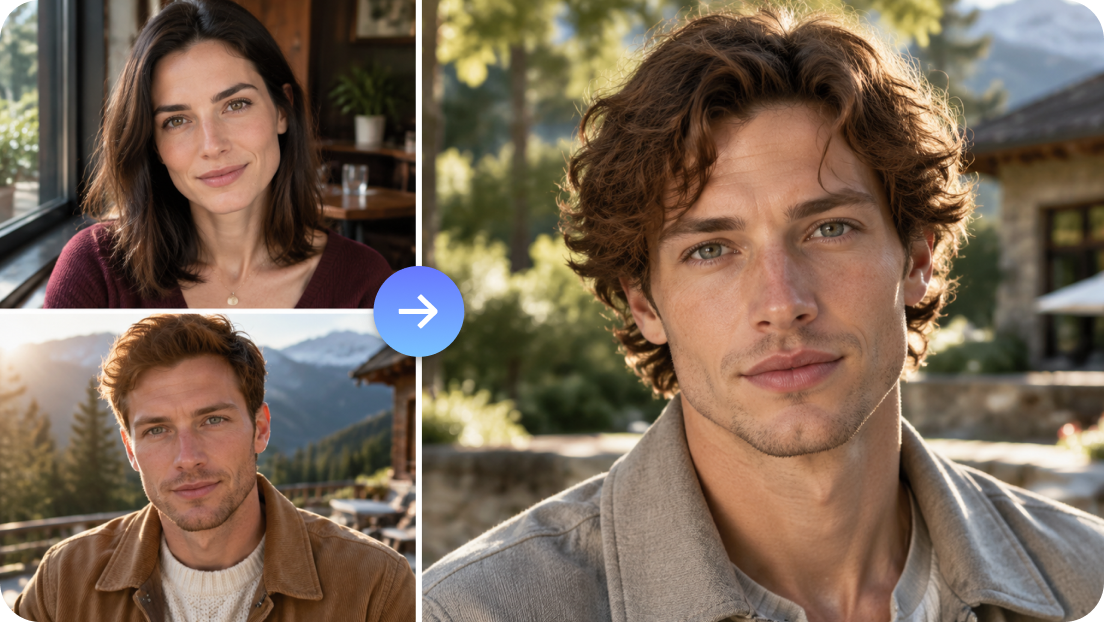 Combine multiple faces with intelligent image fusion