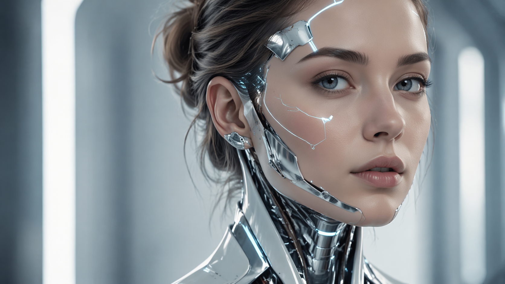 Dreamina AI cyborg filter prompt example 1: Glowing Cyborg Portrait