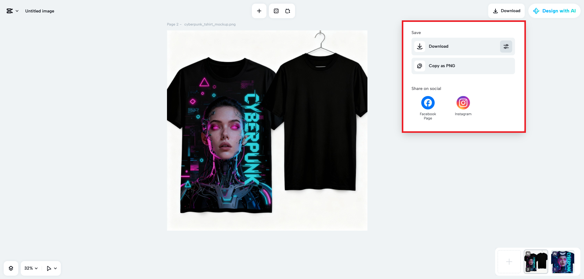 Download or publish your created t-shirt design