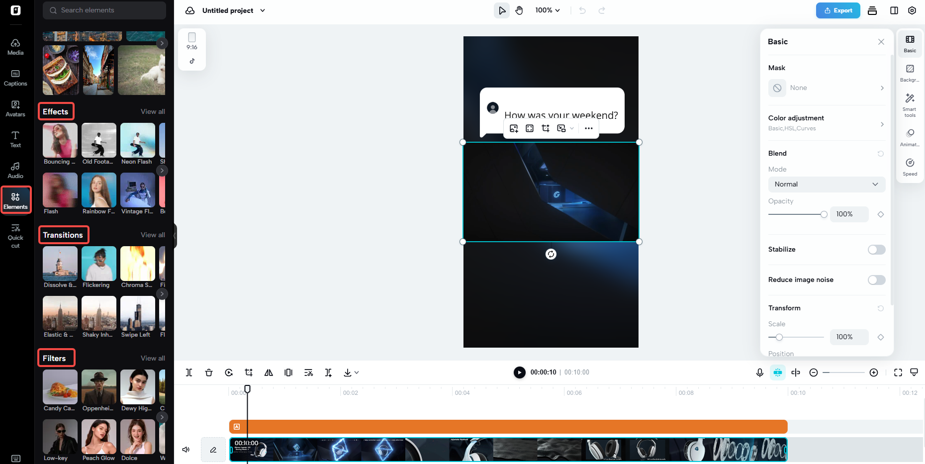 Advanced effects and filters