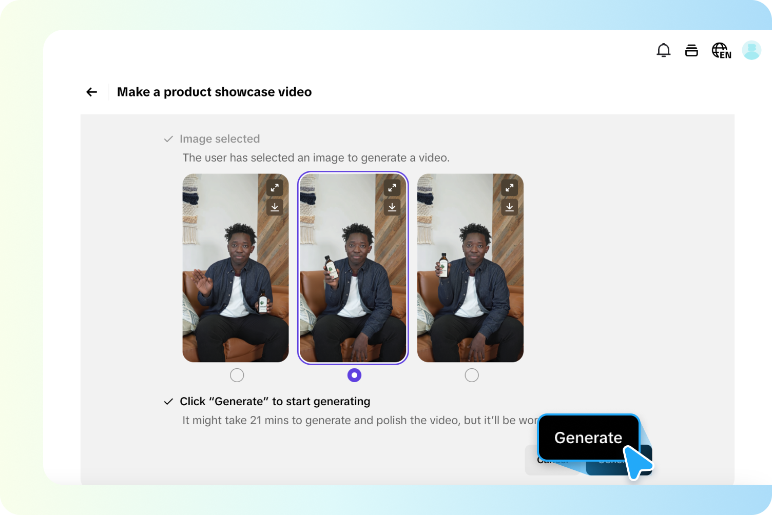 Generate visuals and download