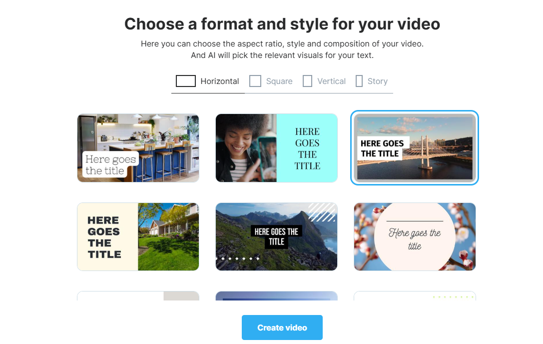 Chọn định dạng, phong cách và tạo video