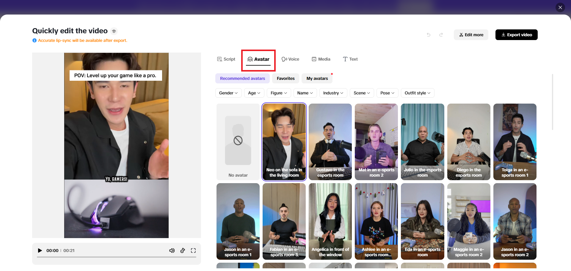 Realistic avatar for your choice