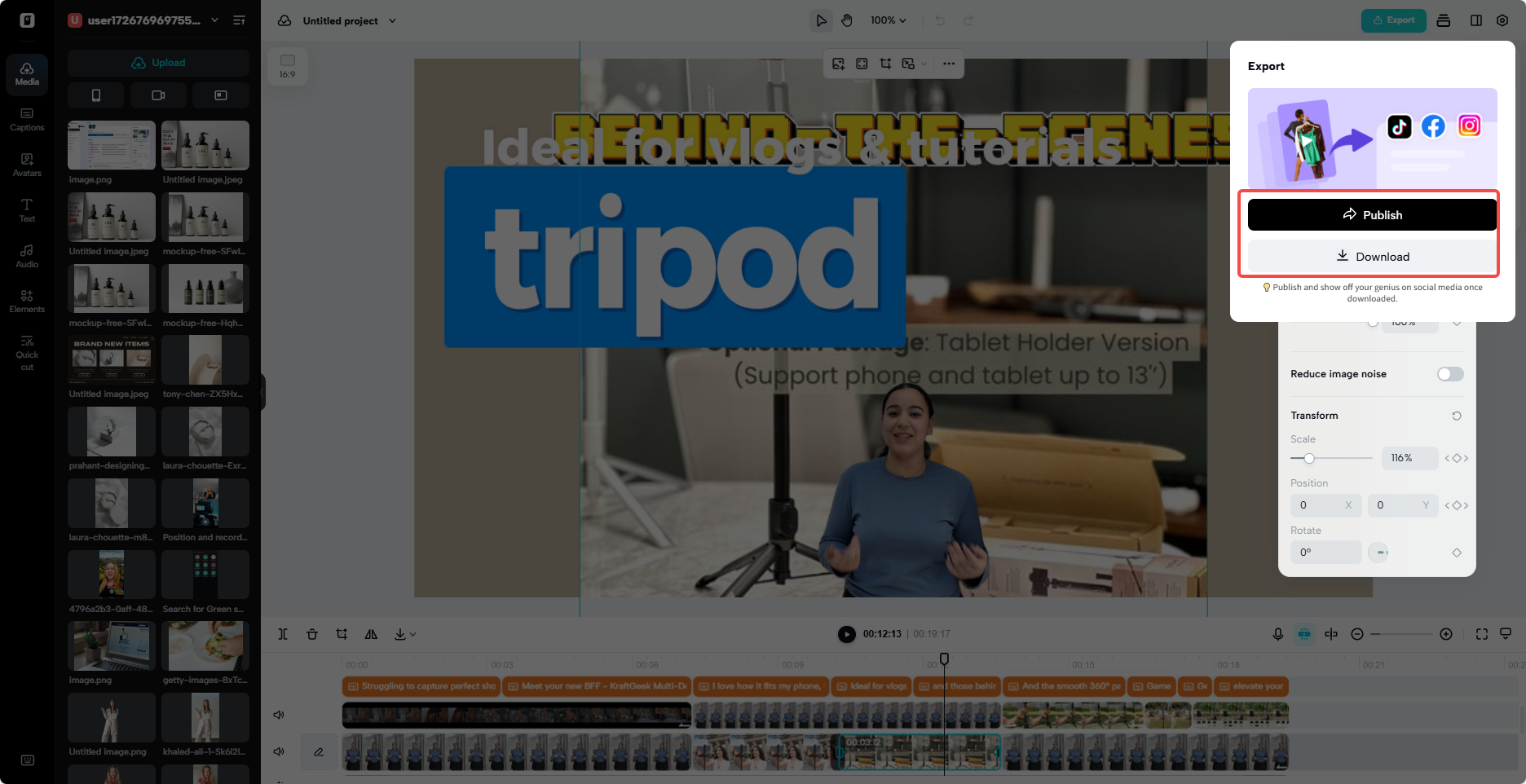 Exporting UGC from Pippit
