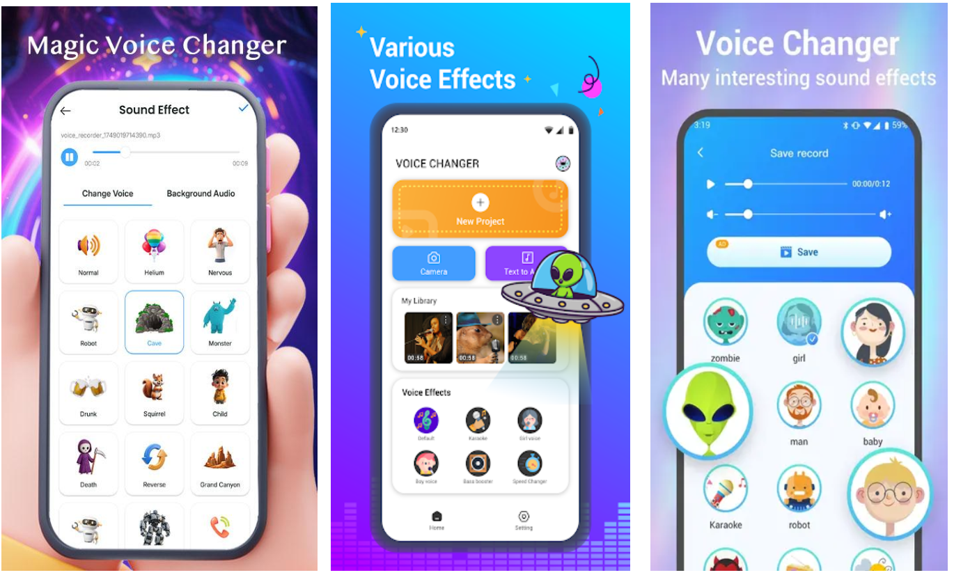 Interface of Magic Voice Changer - the best call voice changer app