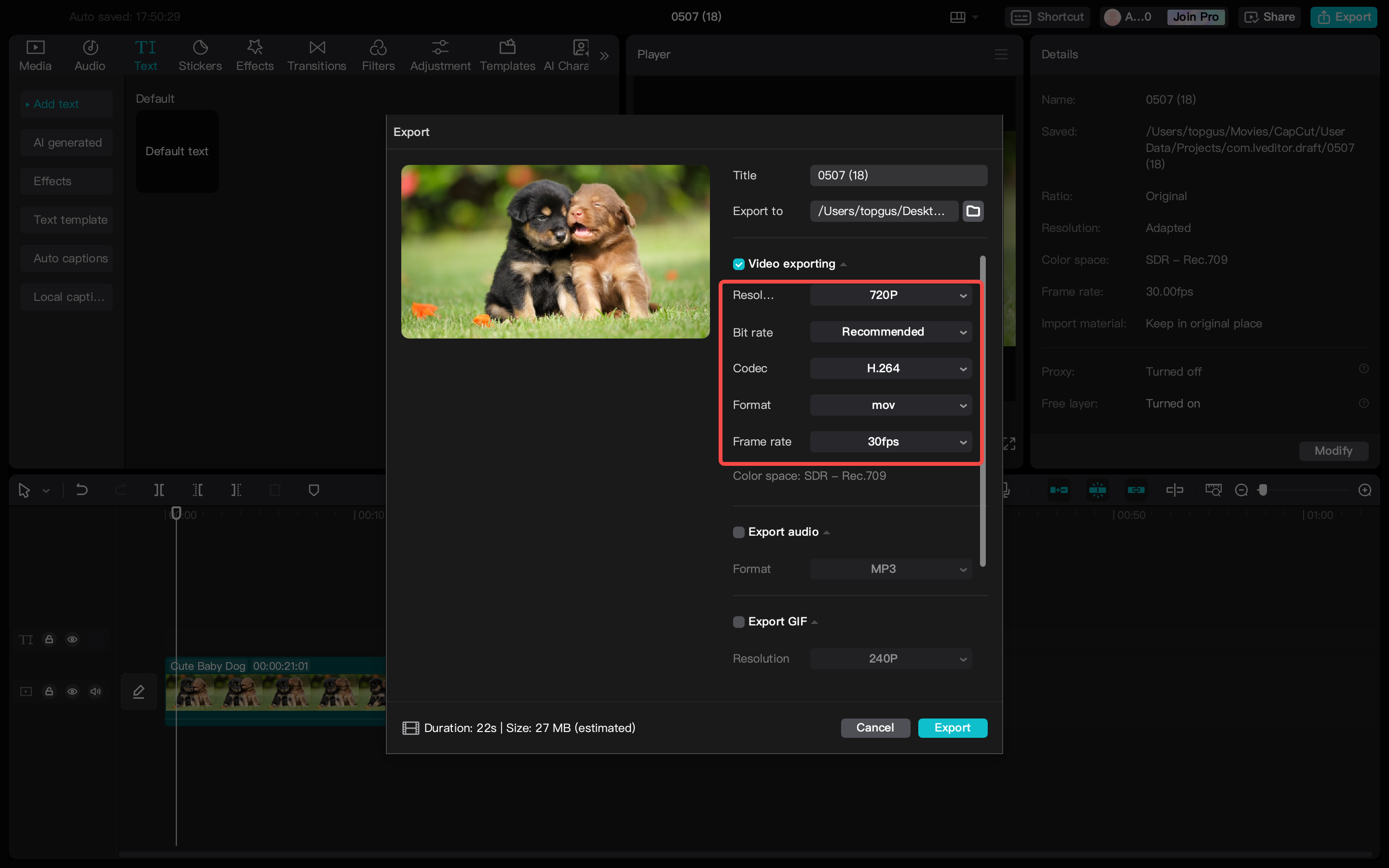 Change the video format