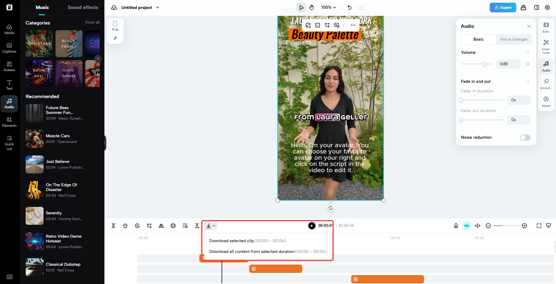 Downloading funny sound effects from Pippit