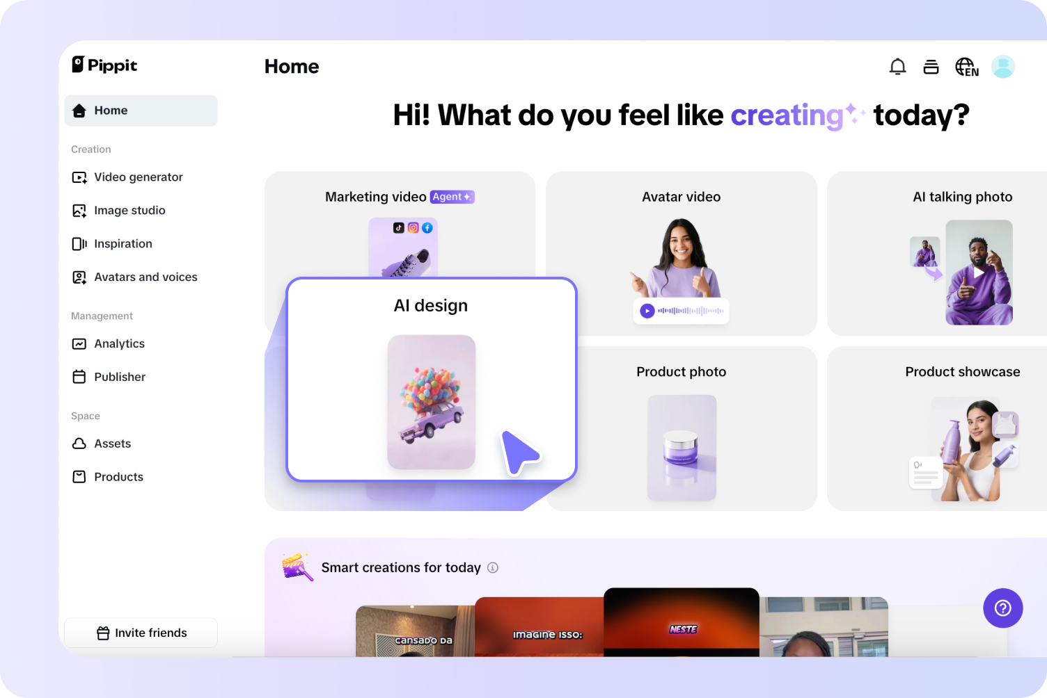 Acesse o design de IA e insira prompts.
