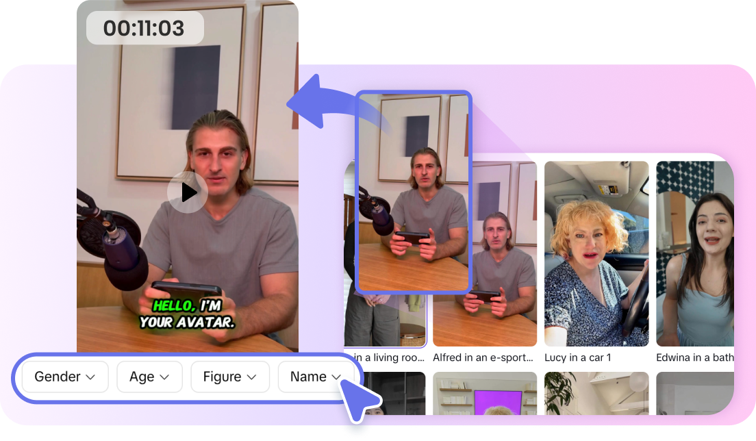 Según tus propias necesidades, selecciona el mejor avatar de personaje en la herramienta.