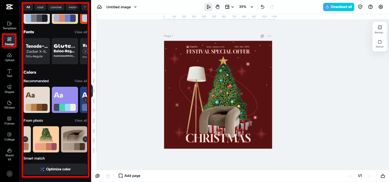 Ein-Klick-Farboptimierung in CapCut Web