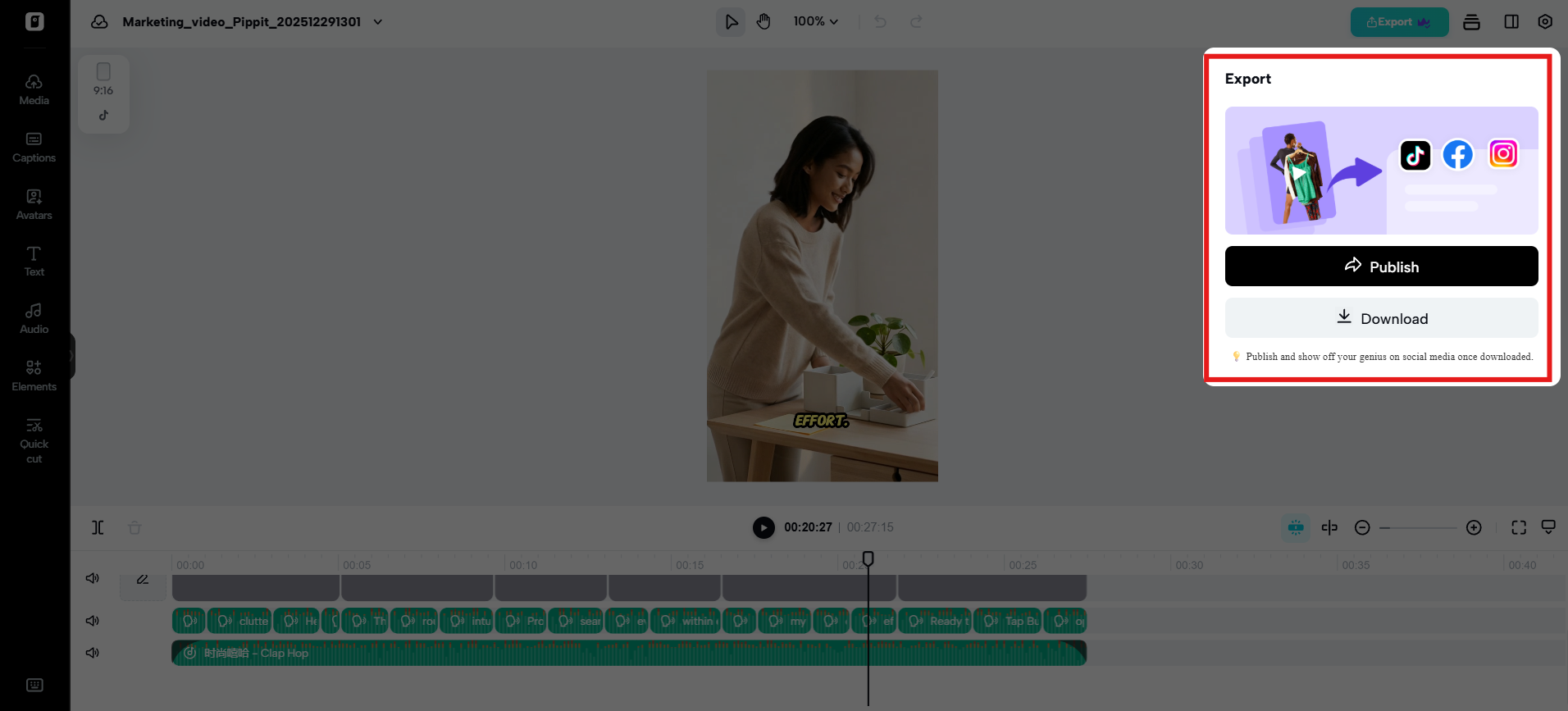 I-export o i-publish ang video