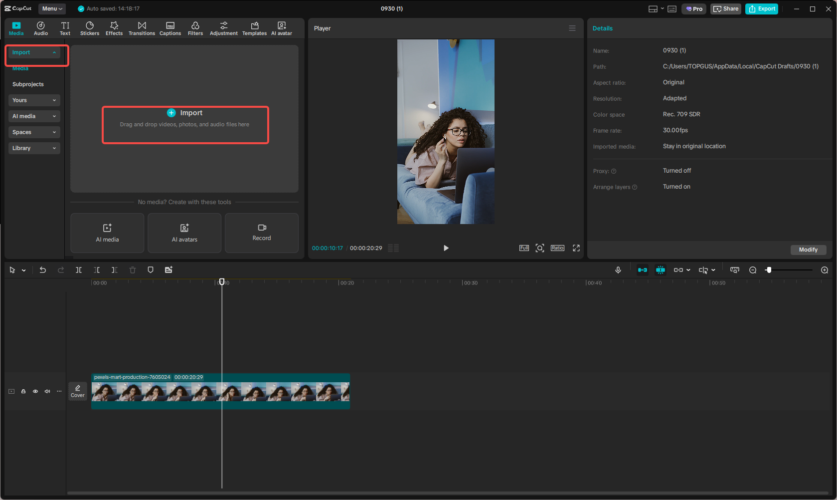 Import media files