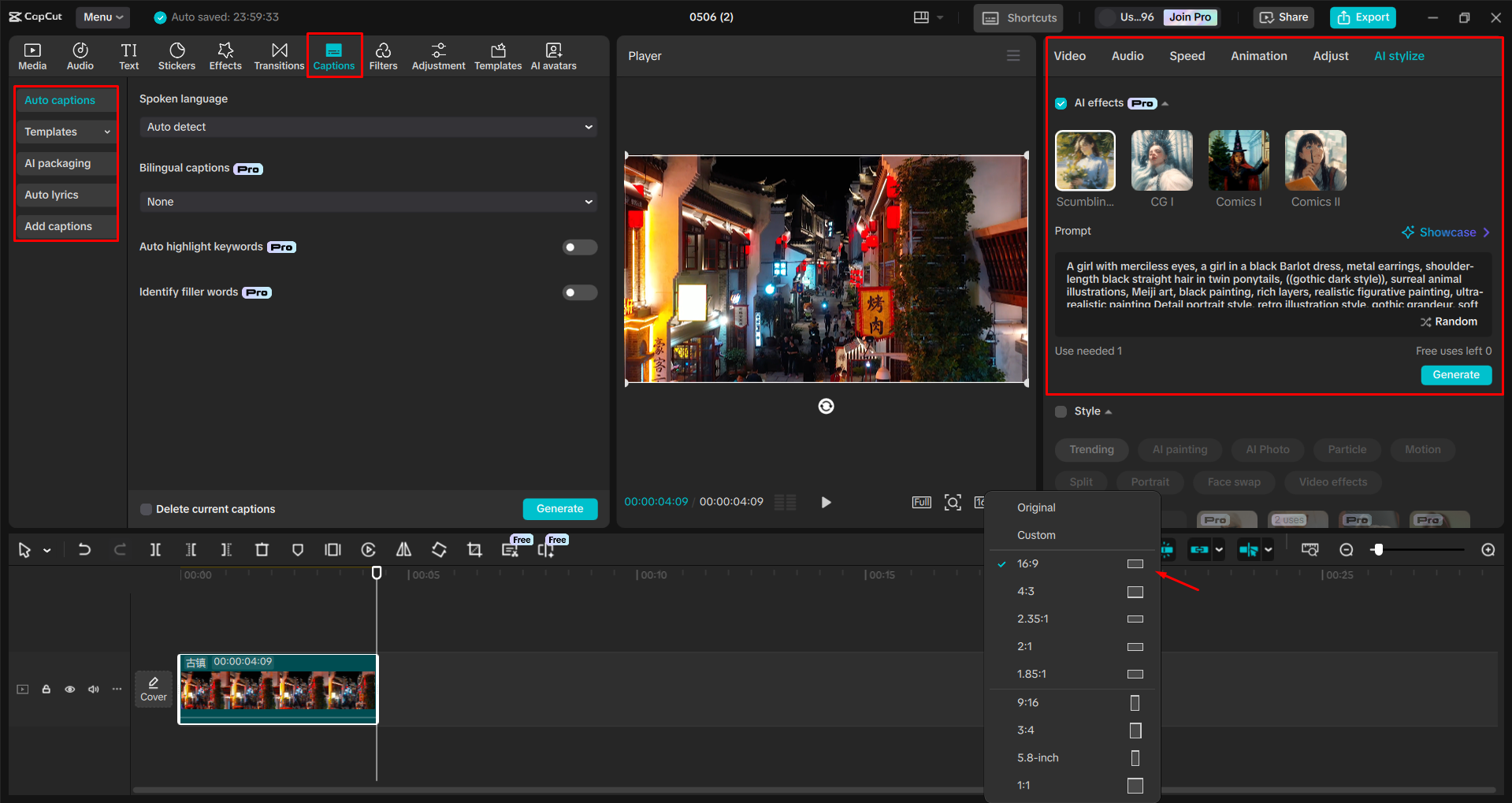 Editing and enhancing a video in the CapCut desktop video editor