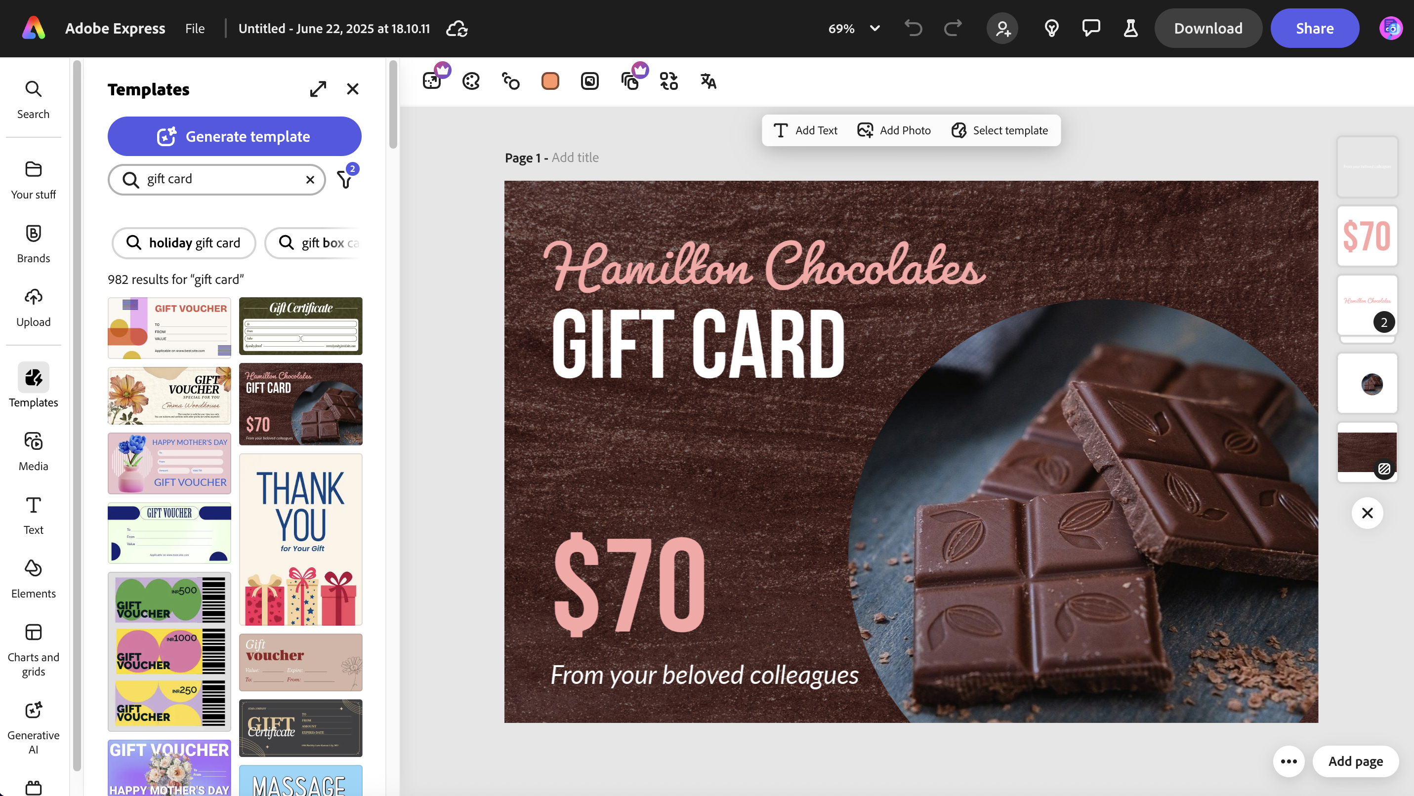 Adobe Express free gift card creator