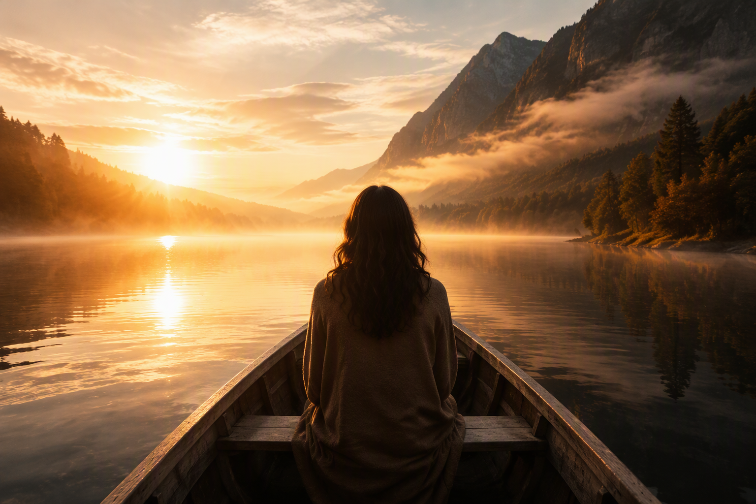 Lake Boat Cinematic AI Edición de fotos héroe