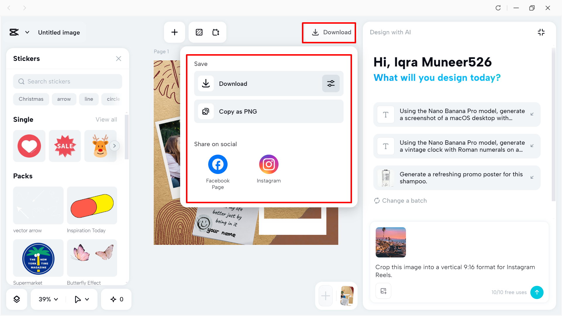 Exporting the montage from the CapCut desktop video editor
