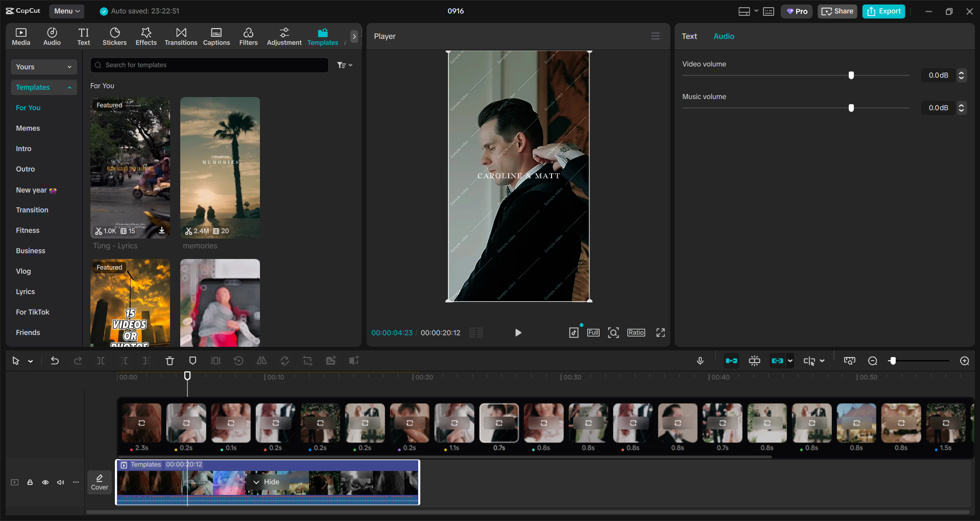 Interface of the CapCut desktop video editor - a tool with versatile video templates