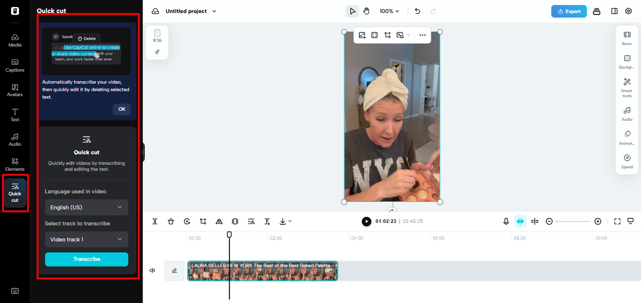 Corte rápido no Pippit
