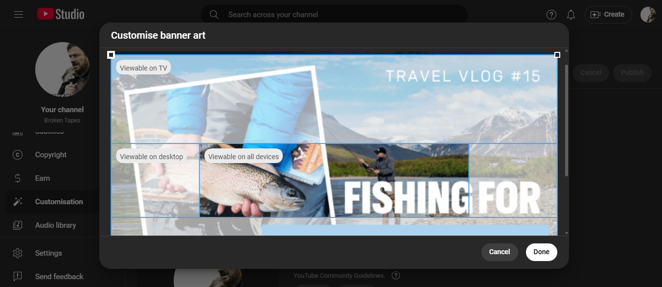 Adjust and save the banner