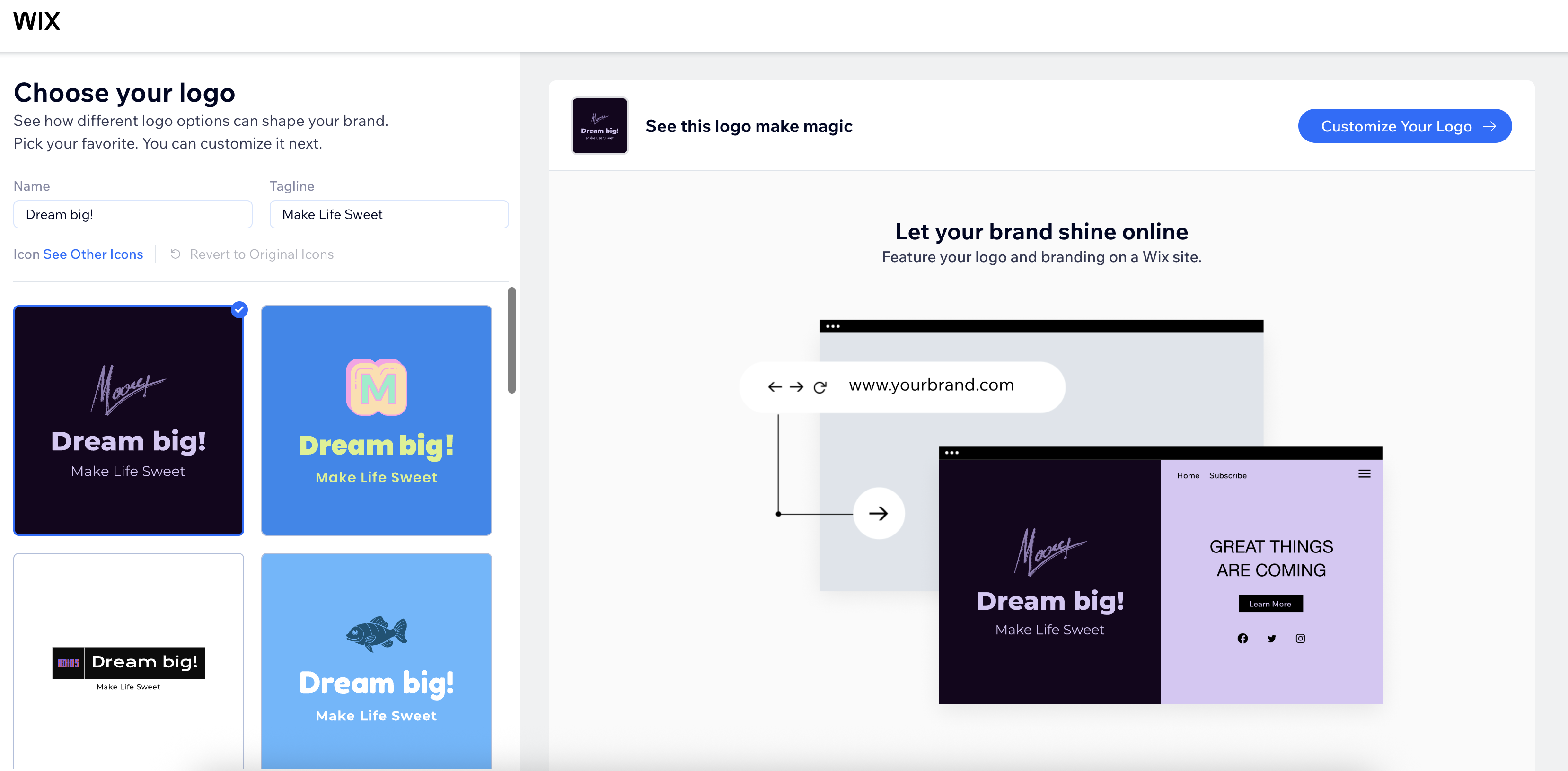 Wix free AI logo design and download tool