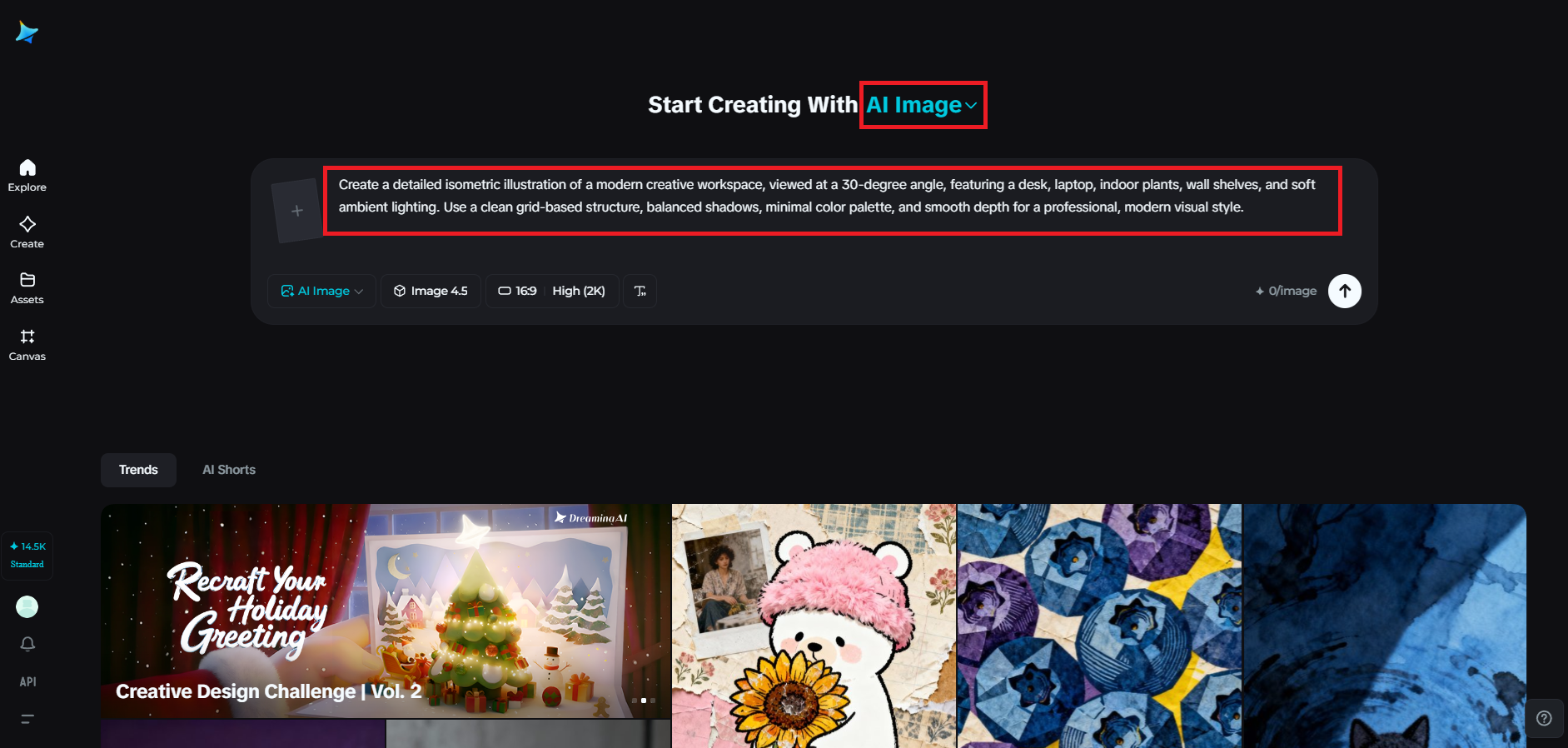 Open AI Image을 열고 상세한 프롬프트를 입력하세요.