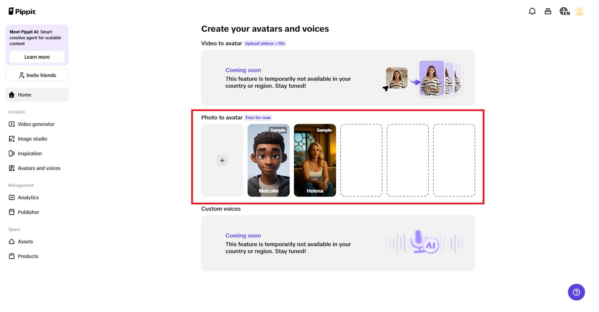 Explore the Photo to Avatar option
