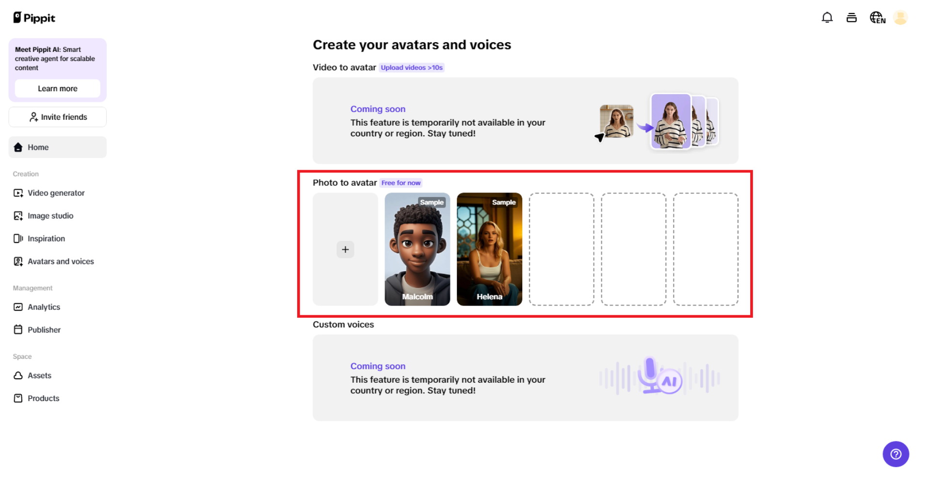 Explore the Photo to Avatar option
