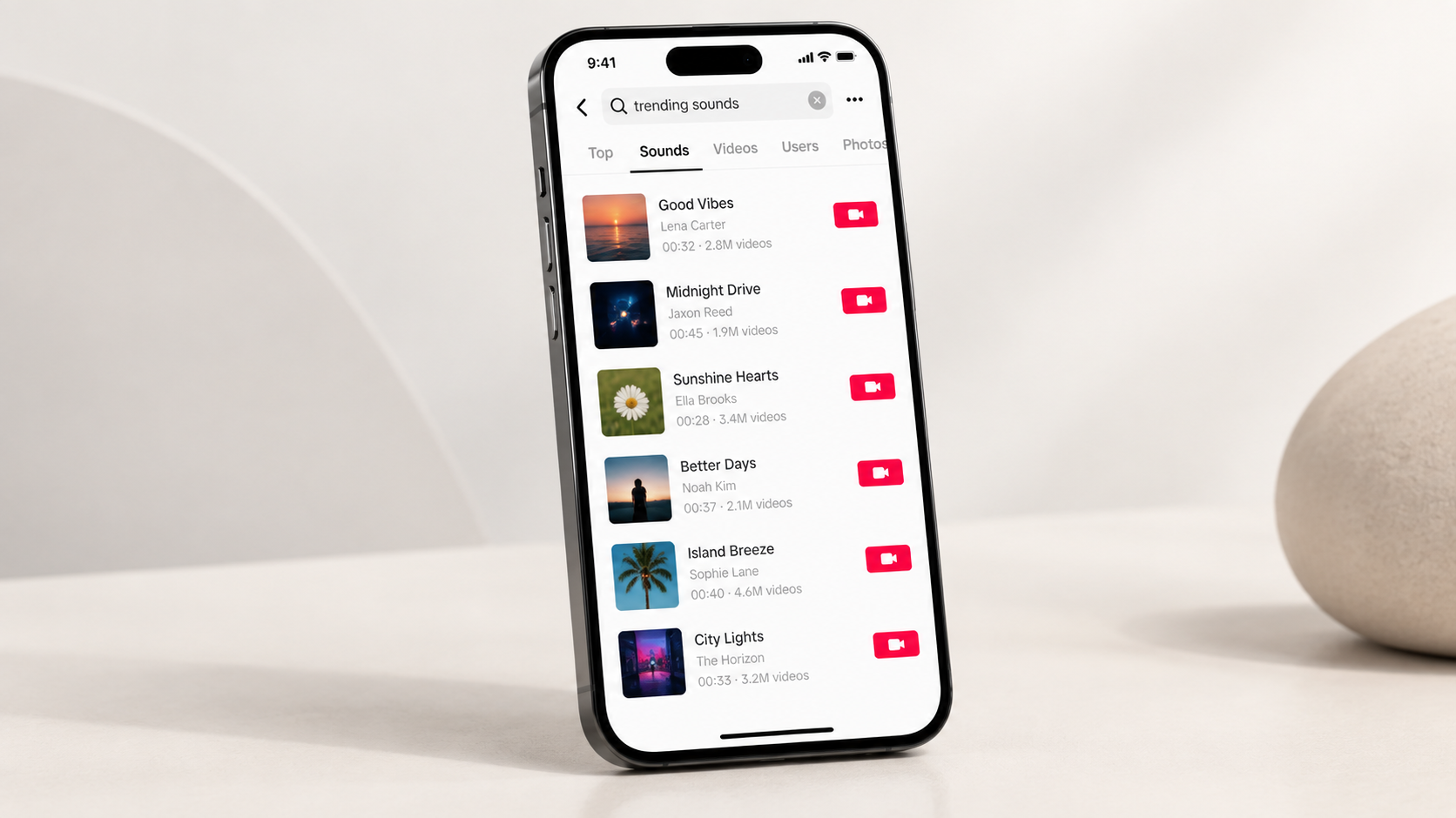 Search for top trending TikTok sounds