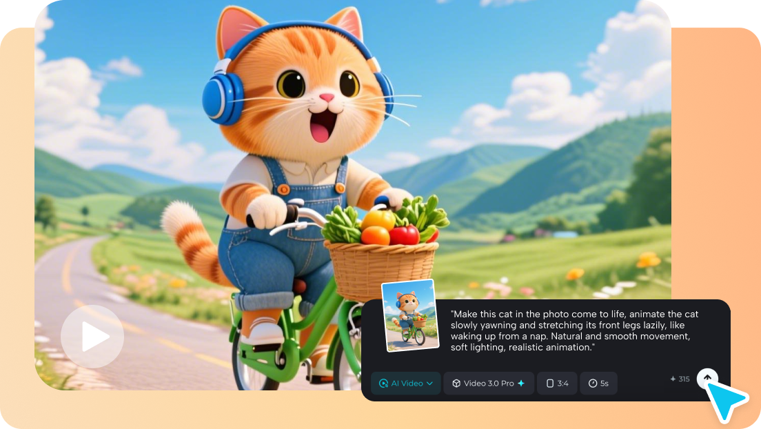 vídeo de gato por IA a partir de foto