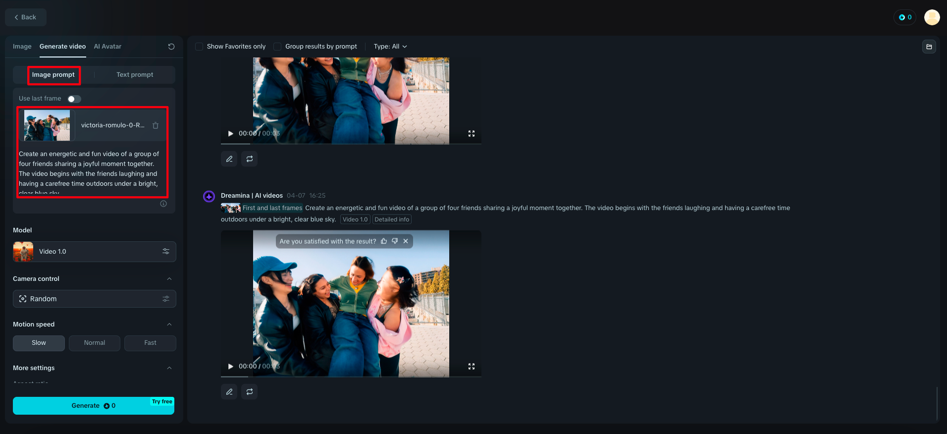 Digite o primeiro quadro