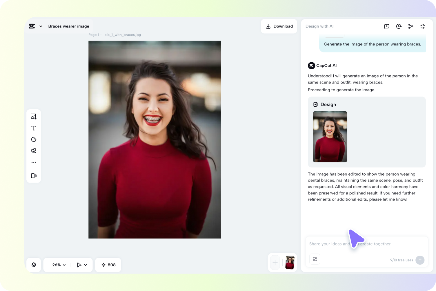Generate your picture with/without braces
