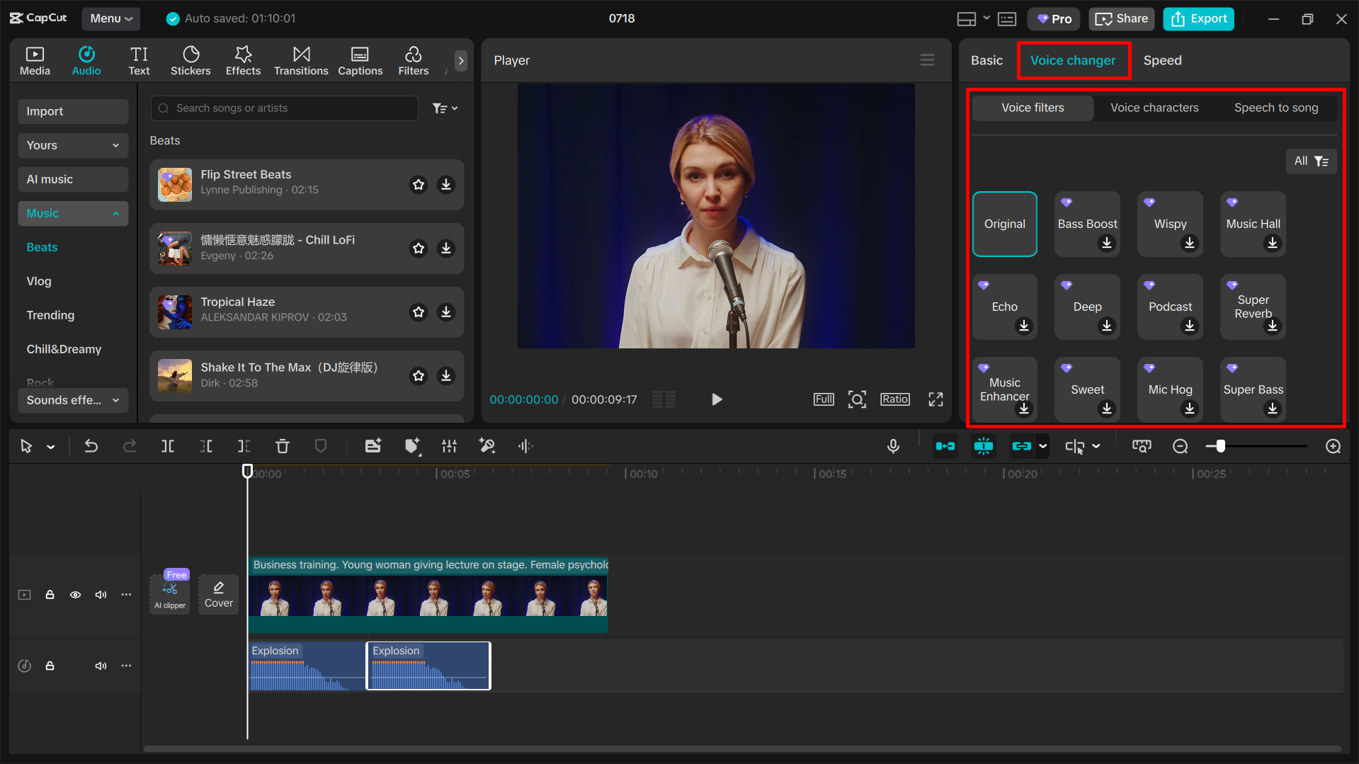 Using a voice changer in the CapCut desktop video editor