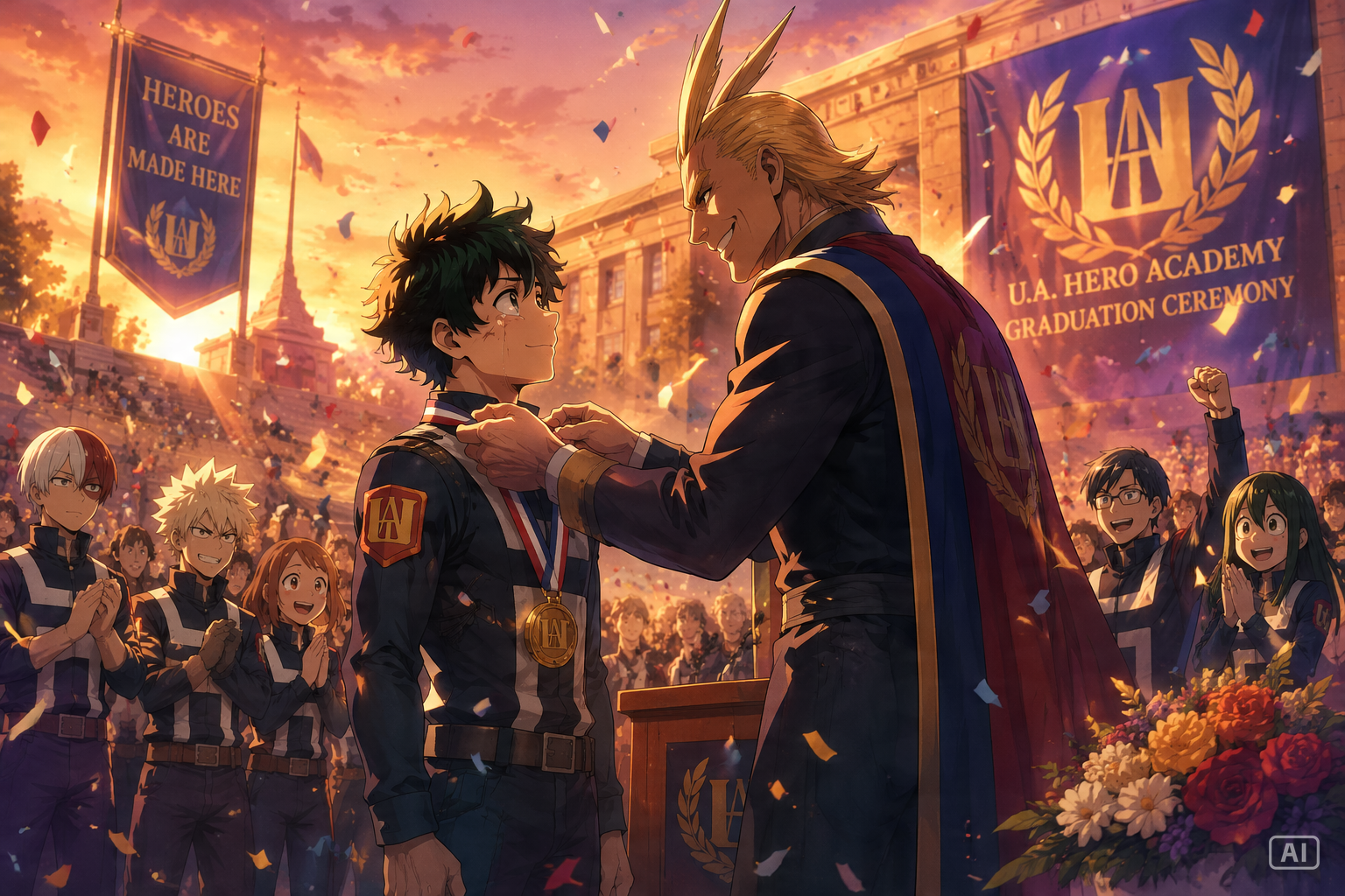 Graduation ceremony anime wallpaper generated by Pippit