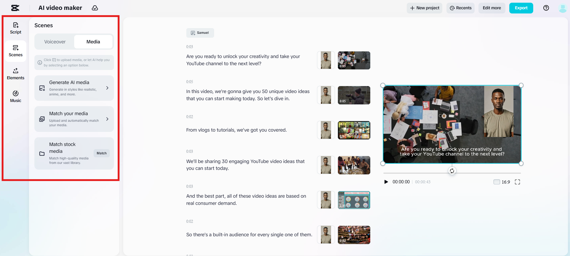 Générer et éditer un script