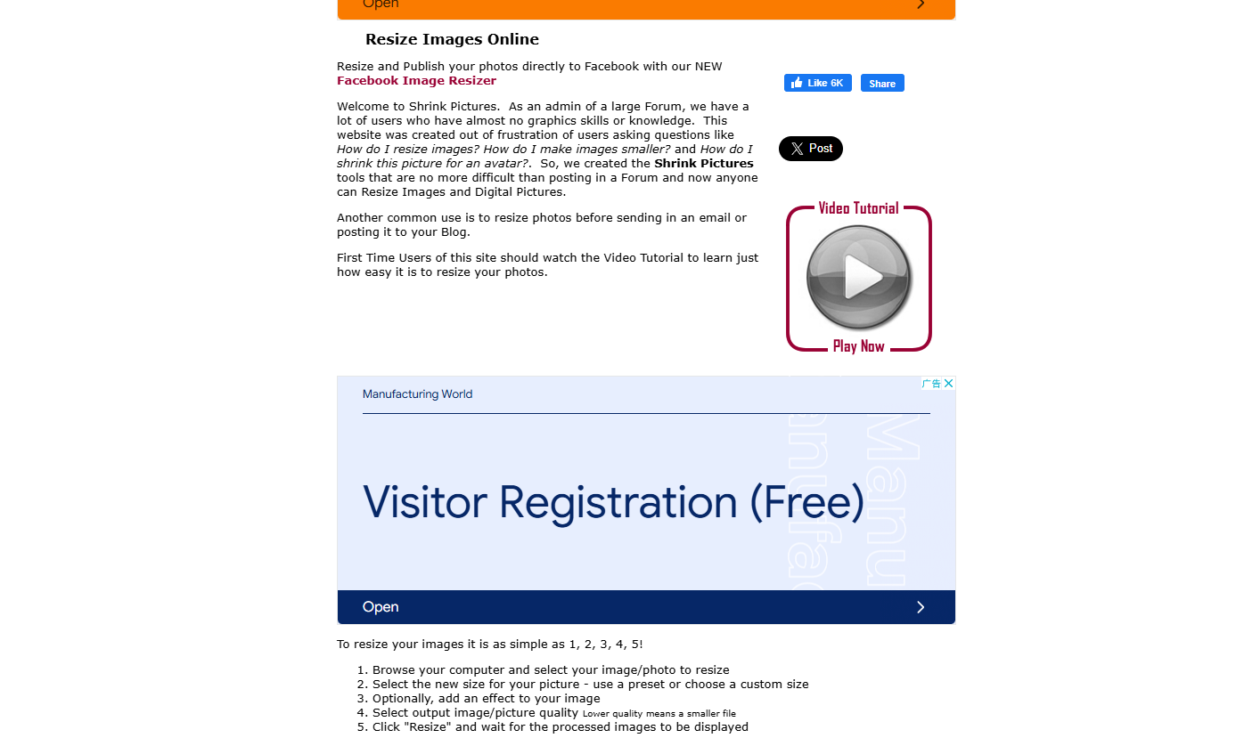 Shrink Pictures interface