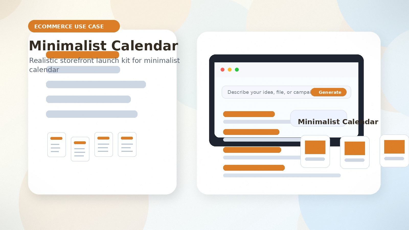 Minimalist Calendar realistic ecommerce use case visual for minimalist calendar