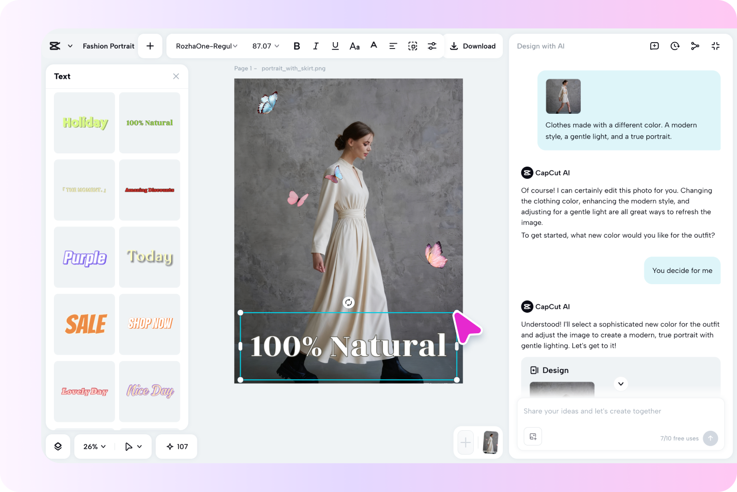 Creëer en verfijn je gewenste outfit.