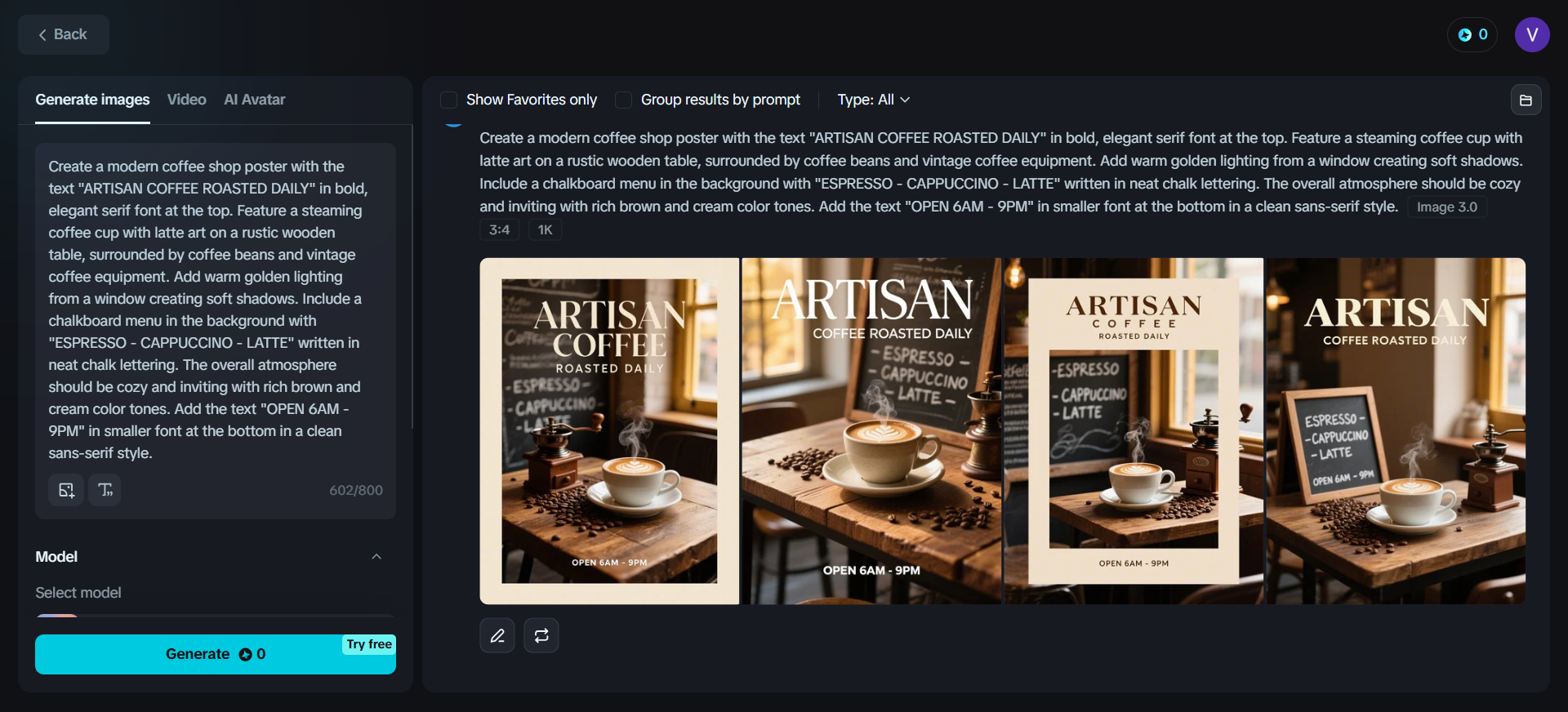 Write prompt and generate