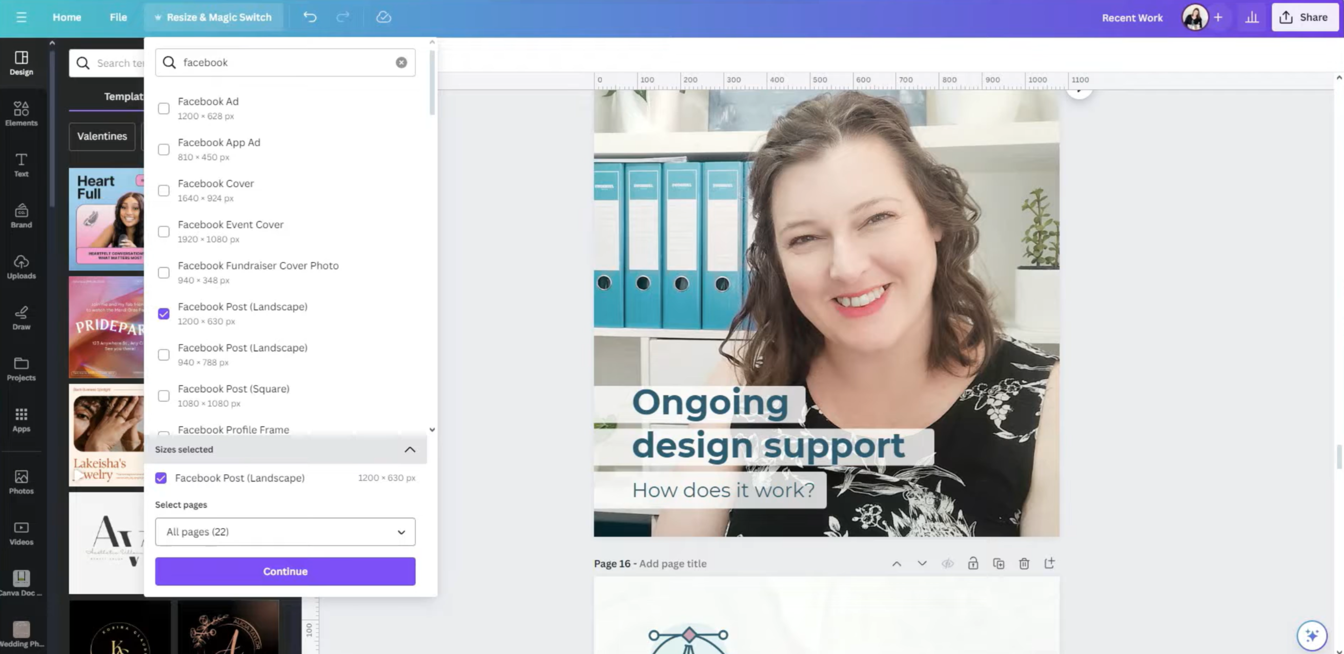 Using the Magic Resize tool in Canva