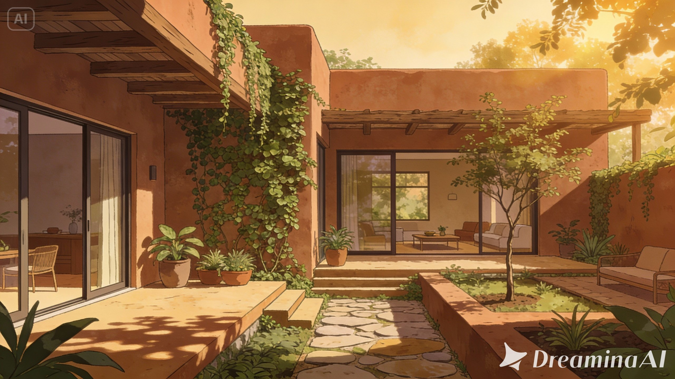 Terra cotta biophillic bungalow