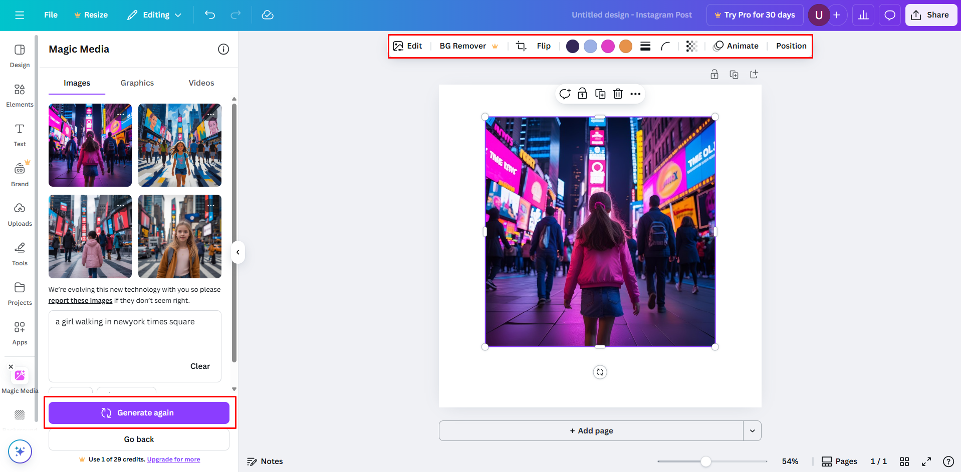 Saisir une invite textuelle dans le générateur d'images IA de Canva