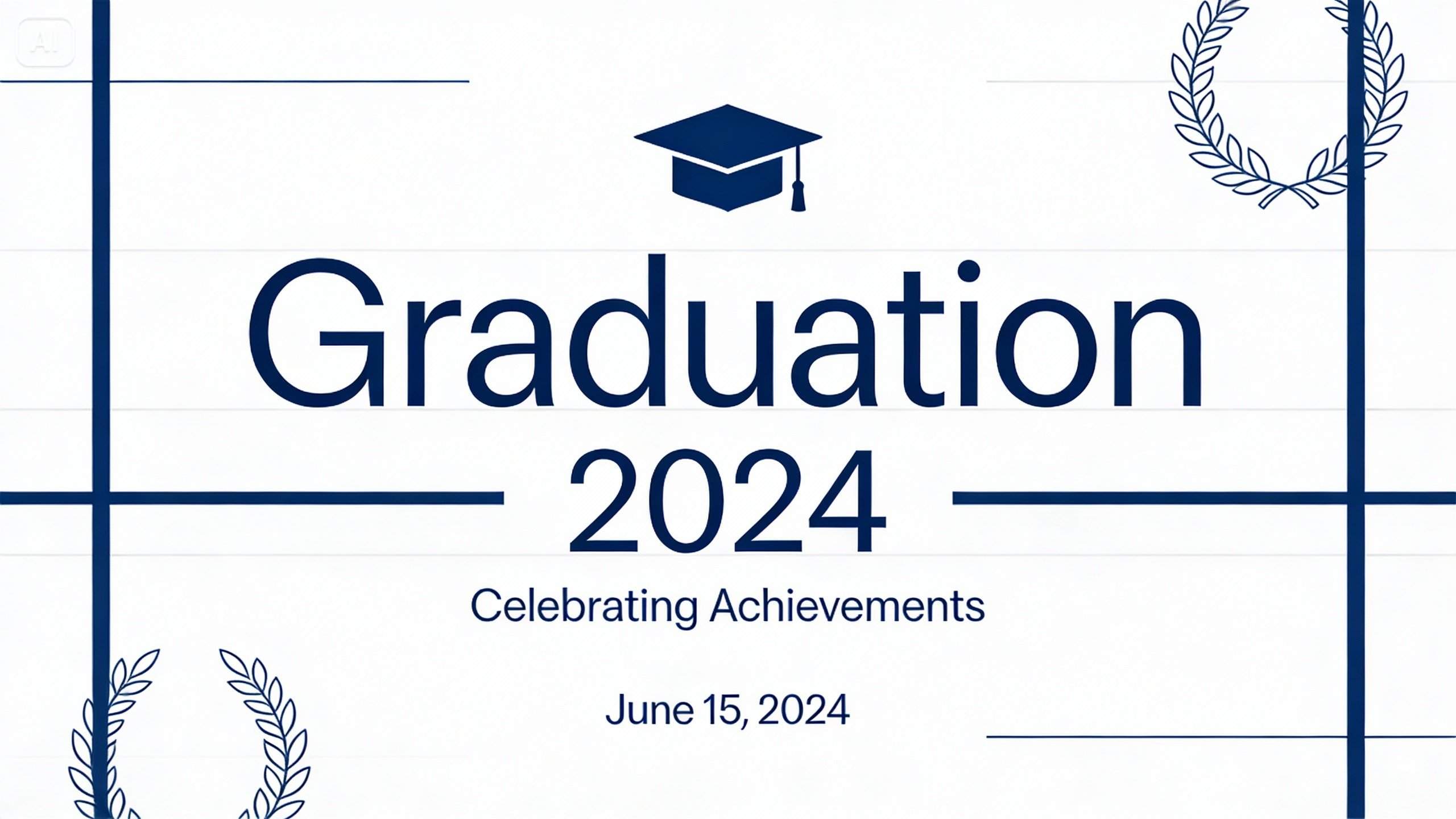 Cartel de graduación simple con líneas rectas