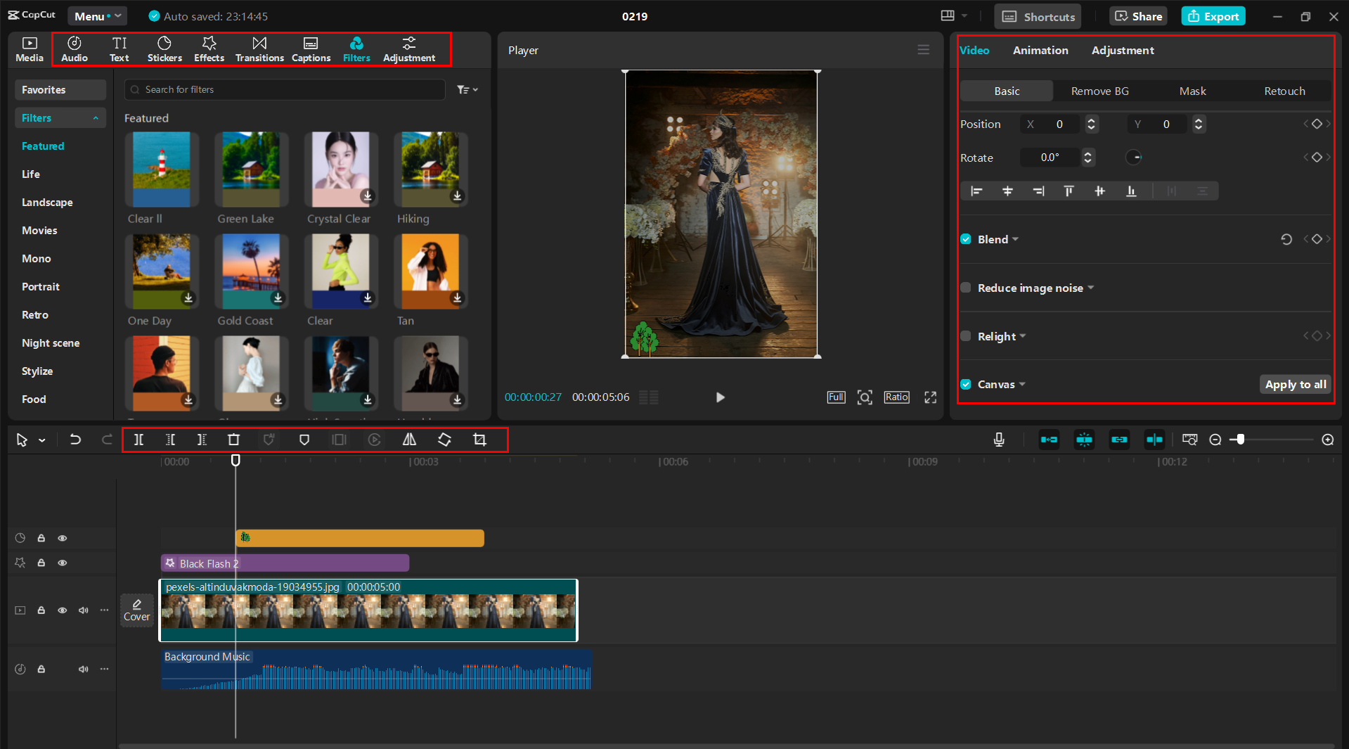 Enhancing the reel with CapCut's AI features